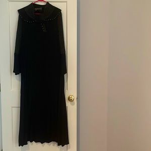 Black Abaya flowy hijab modest with stones